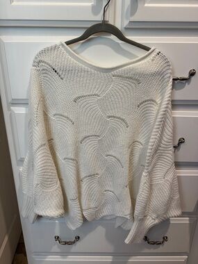Amazon Cream Open-Knit Scoop Neck Sweater